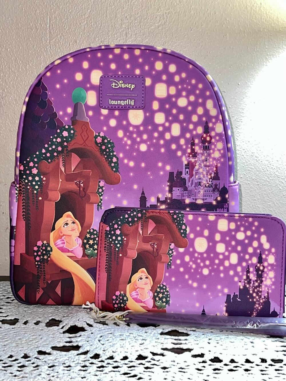 Loungefly Disney Tangled Rapunzel Lantern Night Mini Backpack Wallet Set